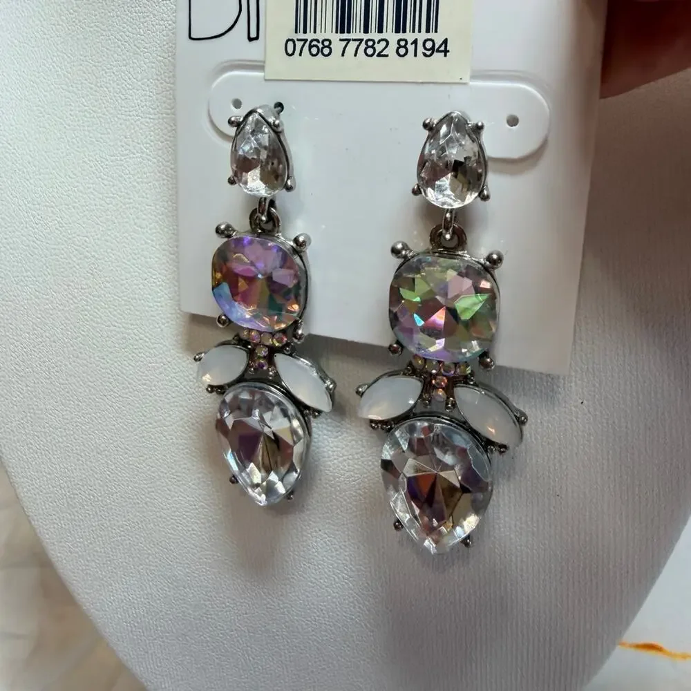 Sparkly Gem Drop Earrings Rhinestone